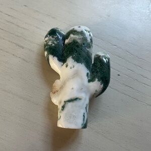 Moss agate carved crystal cactus